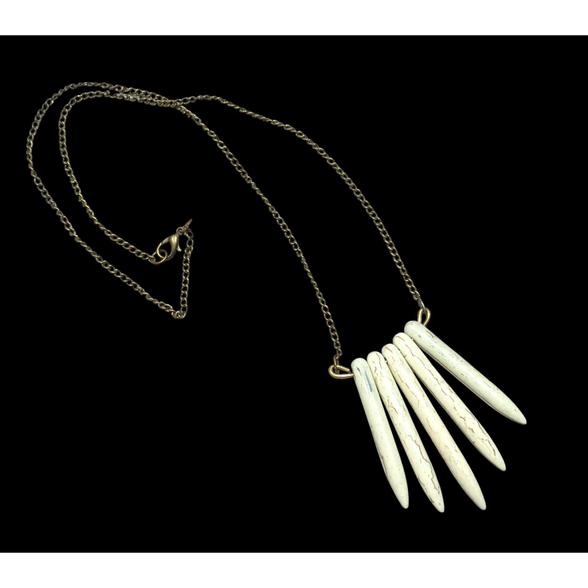 Other Howlite Graduated Spike White And Gold Tone Pendant Necklace Size ONE SIZE - 1 Thumbnail