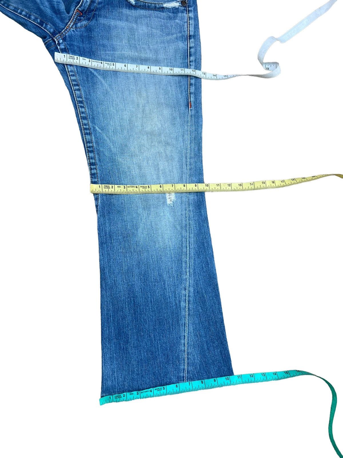 True Religion Vintage 00s TR Joey Distress Fade Mud Denim Flare Jeans Size US 32 / EU 48 - 4 Thumbnail