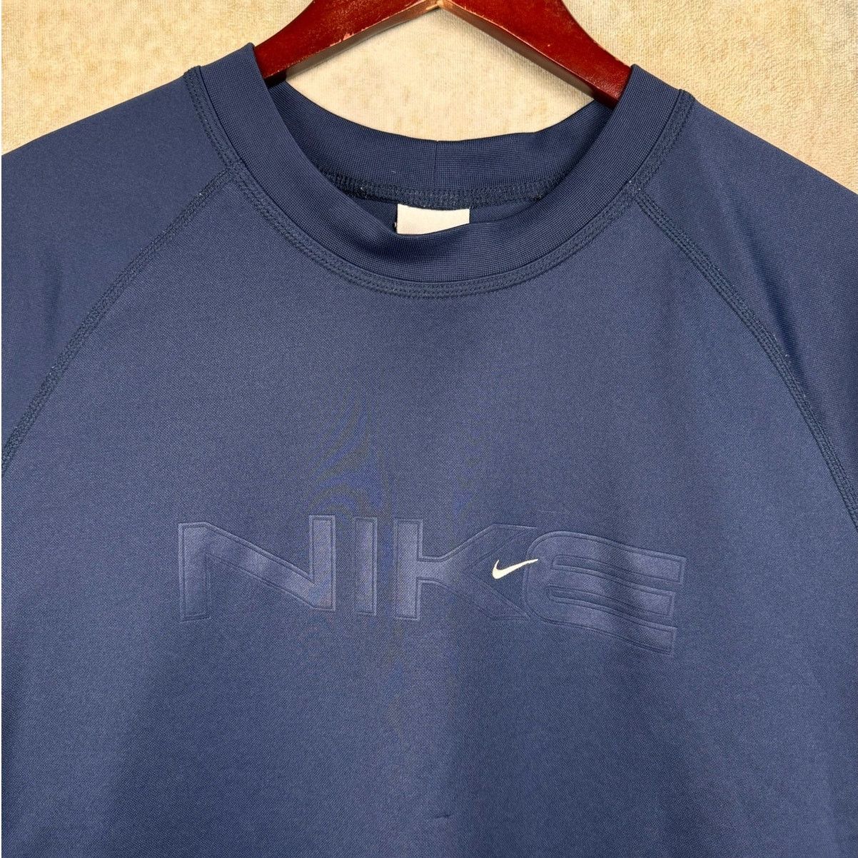 Nike × Vintage VTG Y2K Nike T Shirt Mens Sz L Navy Blue Swoosh Logo Size US L / EU 52-54 / 3 - 6 Thumbnail