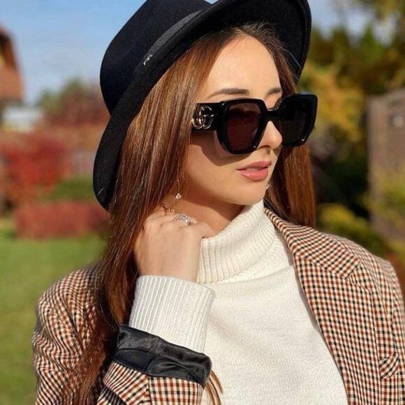 Gucci Gucci GG0956S 003 Sunglasses Black Square Frame, Grey Lenses Size ONE SIZE - 1 Thumbnail