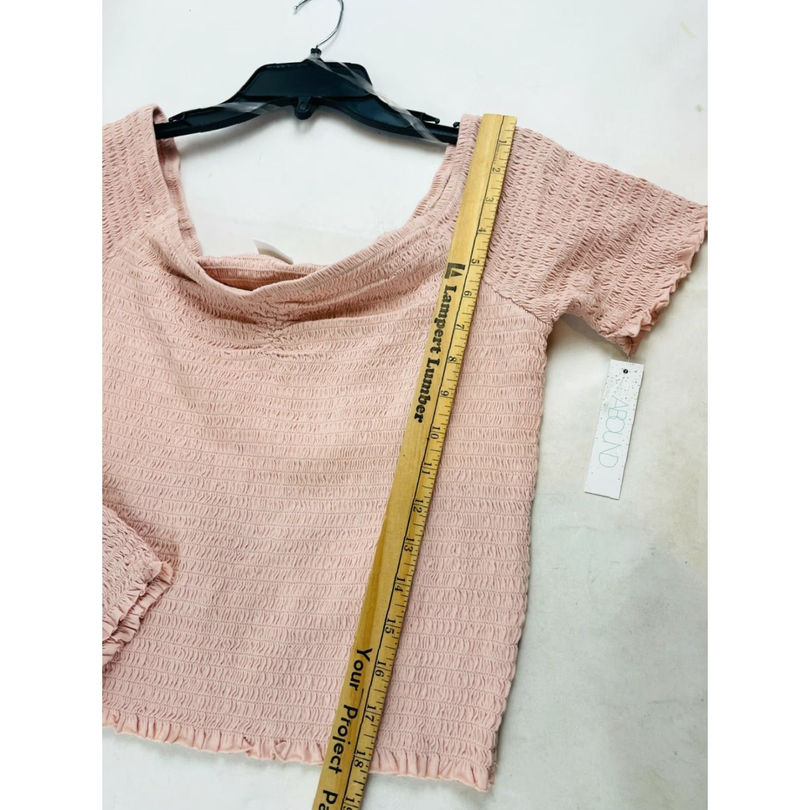 Vintage ABOUND Crop top Women's XL Blush Pink Smocked Off Shoulder U-neck NWT Shirt Tank Cropped 100% Cotton Size XL / US 12-14 / IT 48-50 - 4 Thumbnail