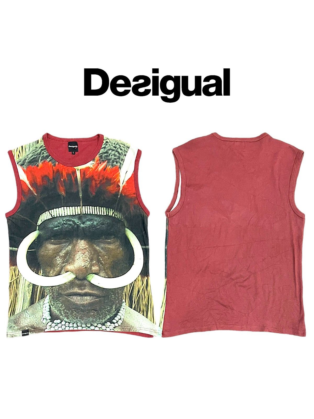 Desigual Rare🔥Desigual Japan Native Tribal Art Sleeveless Tee Size US S / EU 44-46 / 1 - 1 Thumbnail