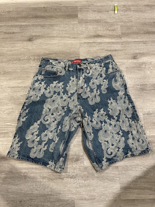 Supreme Supreme flames jacquard Baggy denim shorts | Grailed