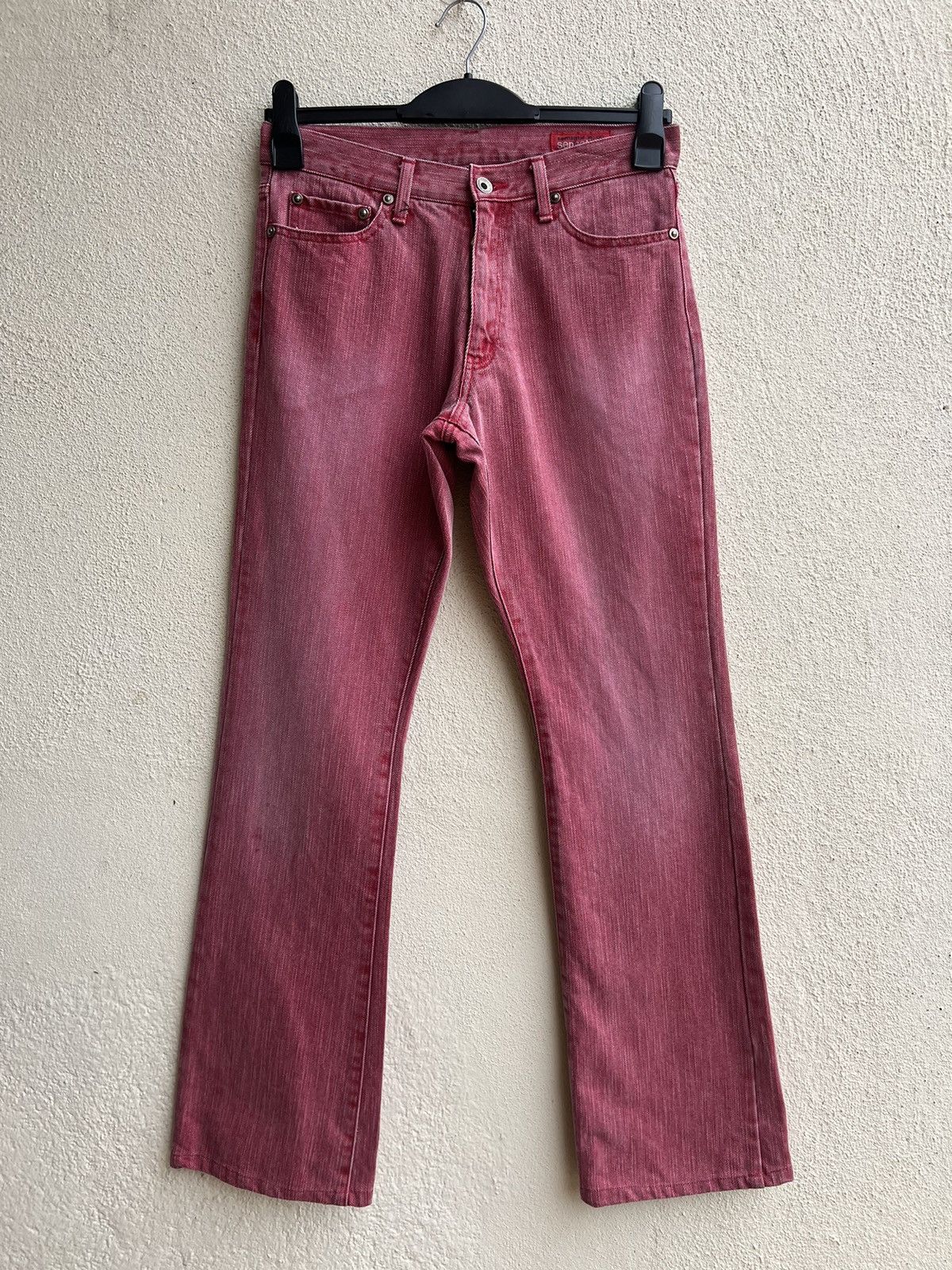 semanticdesign Vintage Semantic Design Sensation Fade Red Denim Flare Jeans Size US 29 - 6 Thumbnail