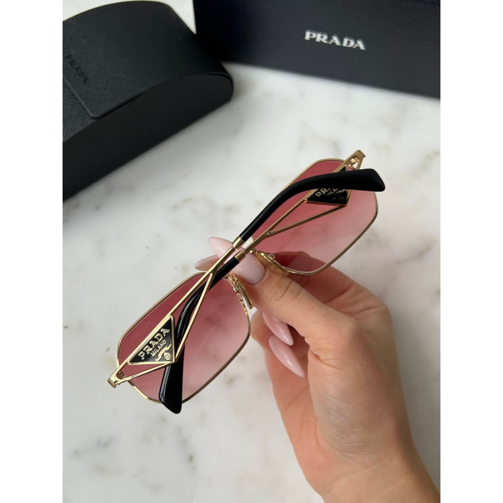 Prada NEW Prada PR A51S Sunglasses in Gold Pink $585 Size ONE SIZE - 3 Thumbnail