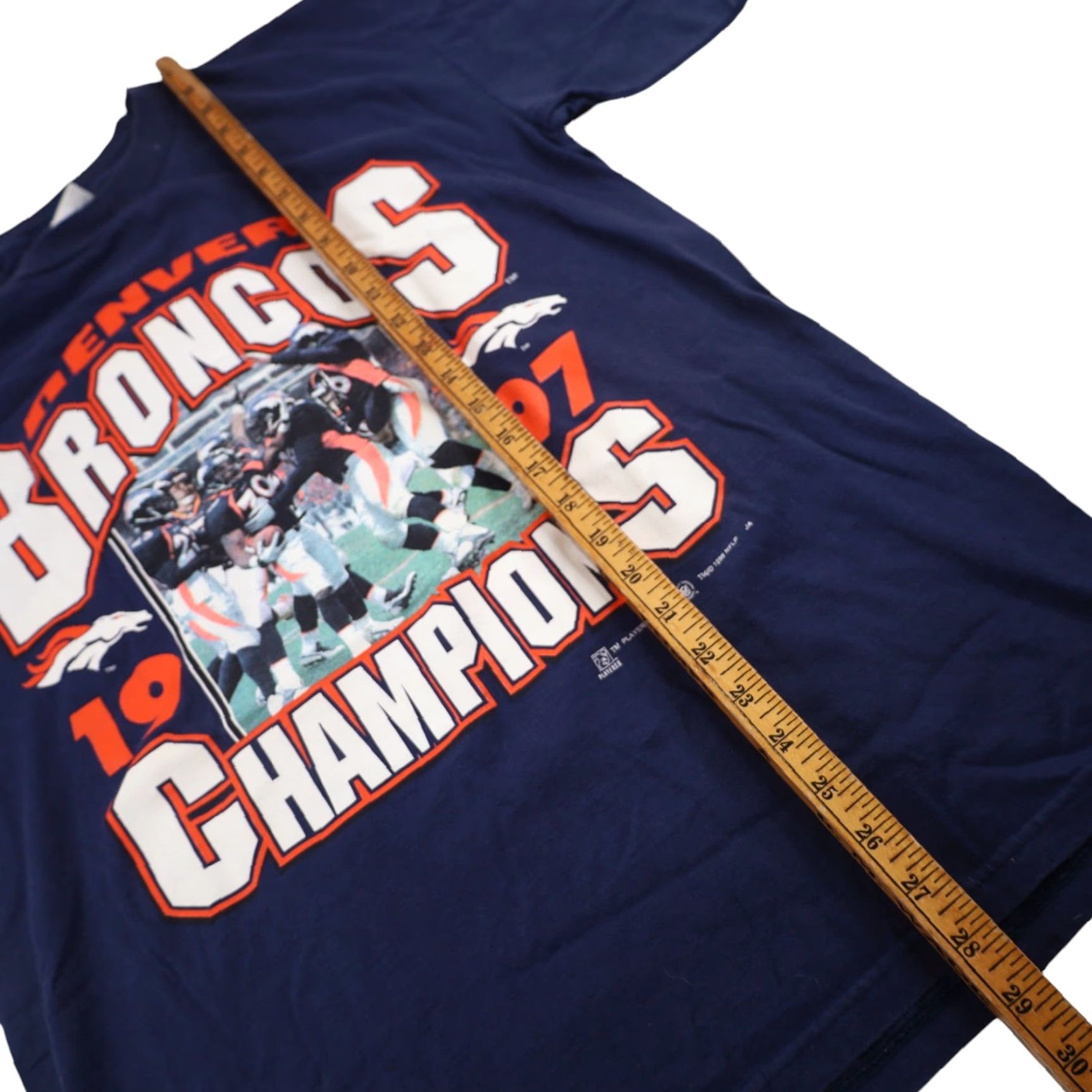 NFL VINTAGE Denver Broncos Champions Mens Large Graphic T Shirt NFL Blue 1997 Football Fan Mens Size US L / EU 52-54 / 3 - 8 Thumbnail
