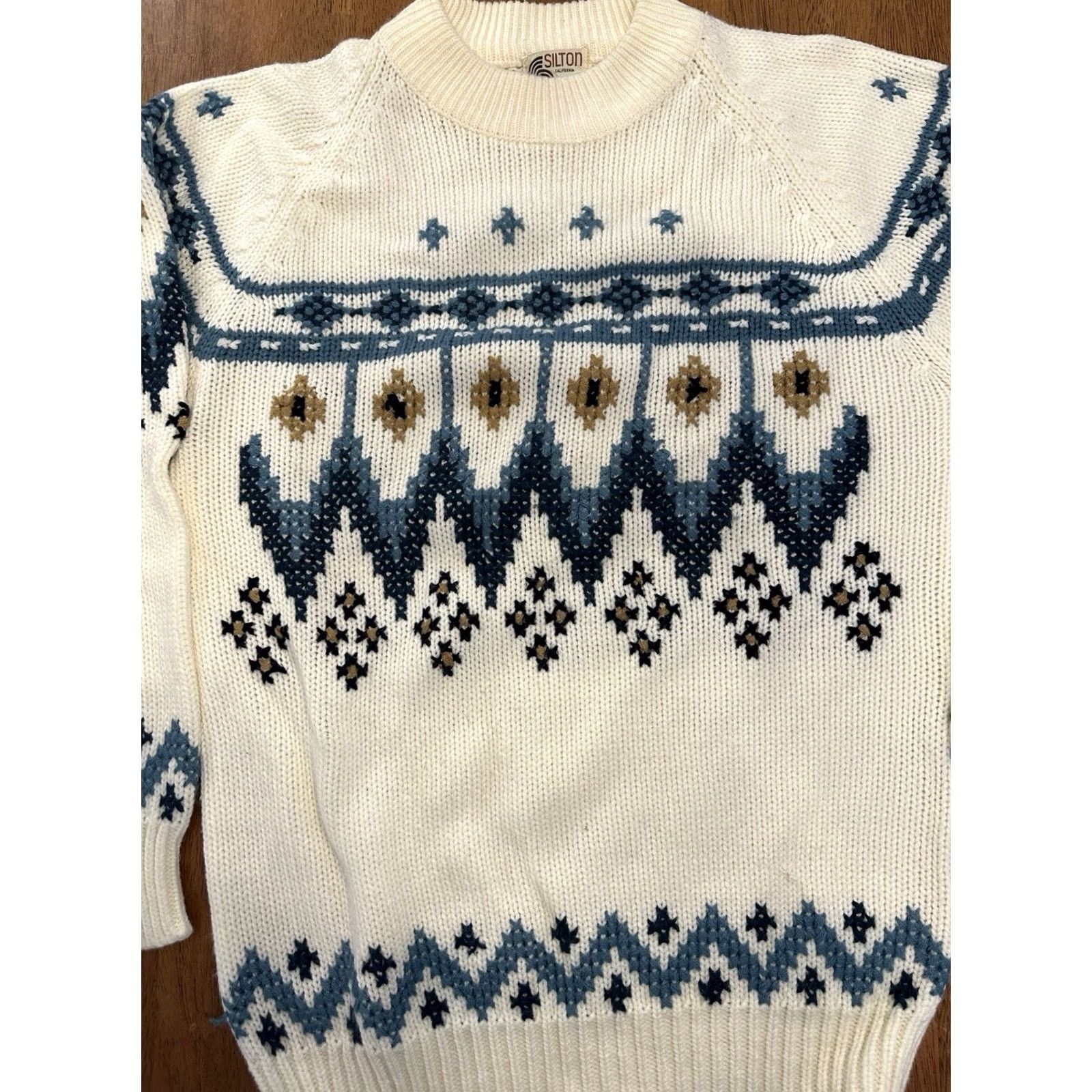 Vintage VINTAGE silton california Sweater Medium 80s 90s Geometric White Acrylic Knit Mens Size US M / EU 48-50 / 2 - 2 Thumbnail