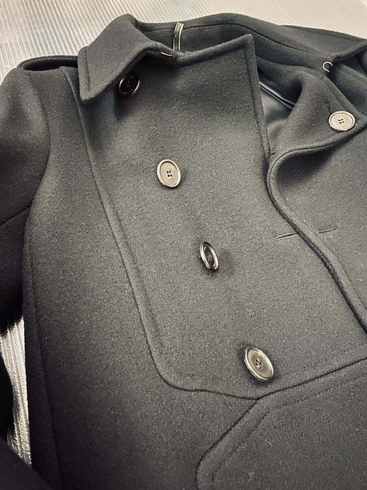 Dior Dior Homme 🇮🇹 x Hedi Slimane Navy Felted Wool Peacoat 48 NWT Size US M / EU 48-50 / 2 - 24 Thumbnail