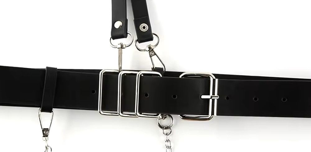 Other Black Pu Leather Harness Waist Belt Size ONE SIZE - 8 Thumbnail