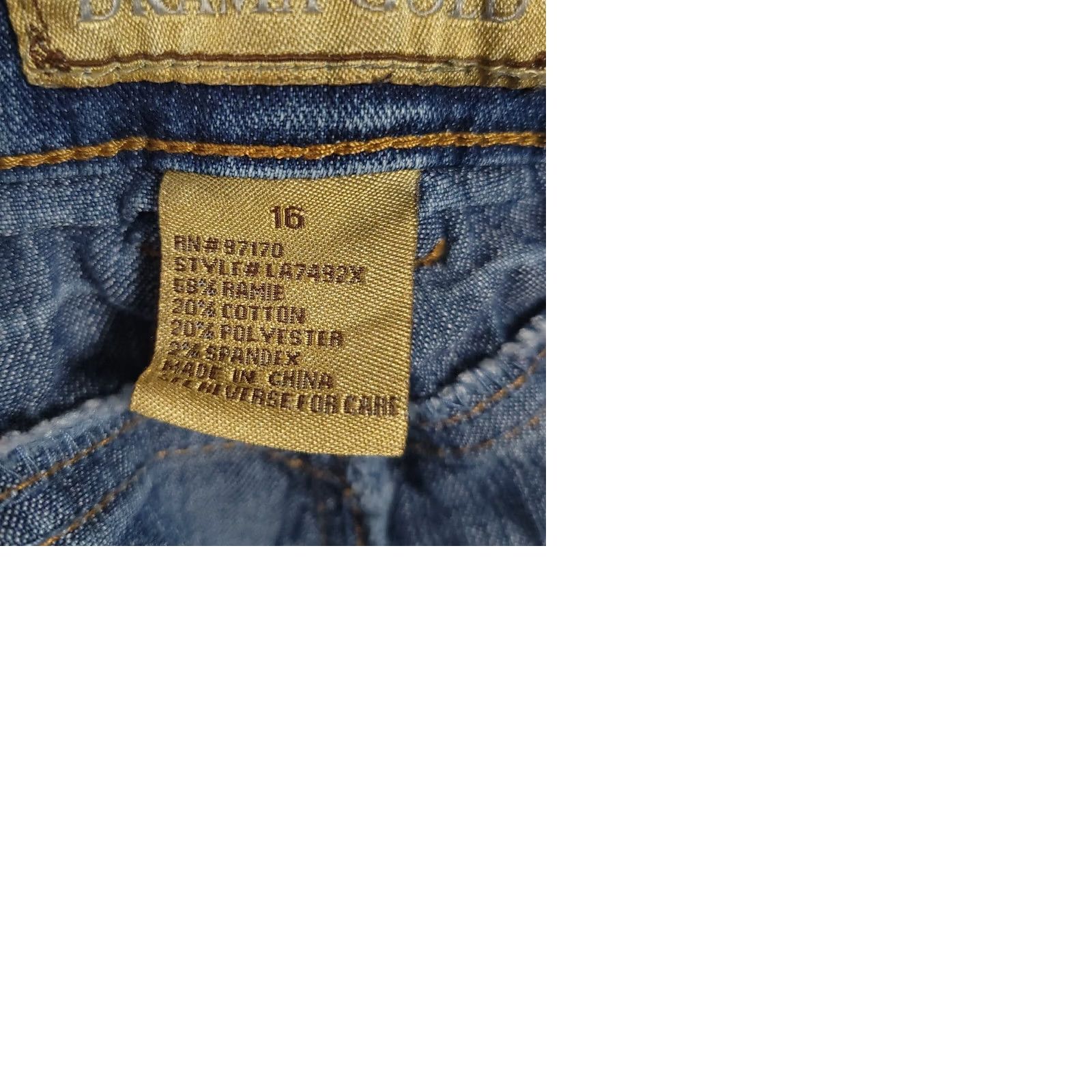 Denime Drama Gold Women's Shorts 16 Denim Stretch Rolled Leg 7" Blue Pockets Buttons Size 40" / US 18 - 9 Thumbnail