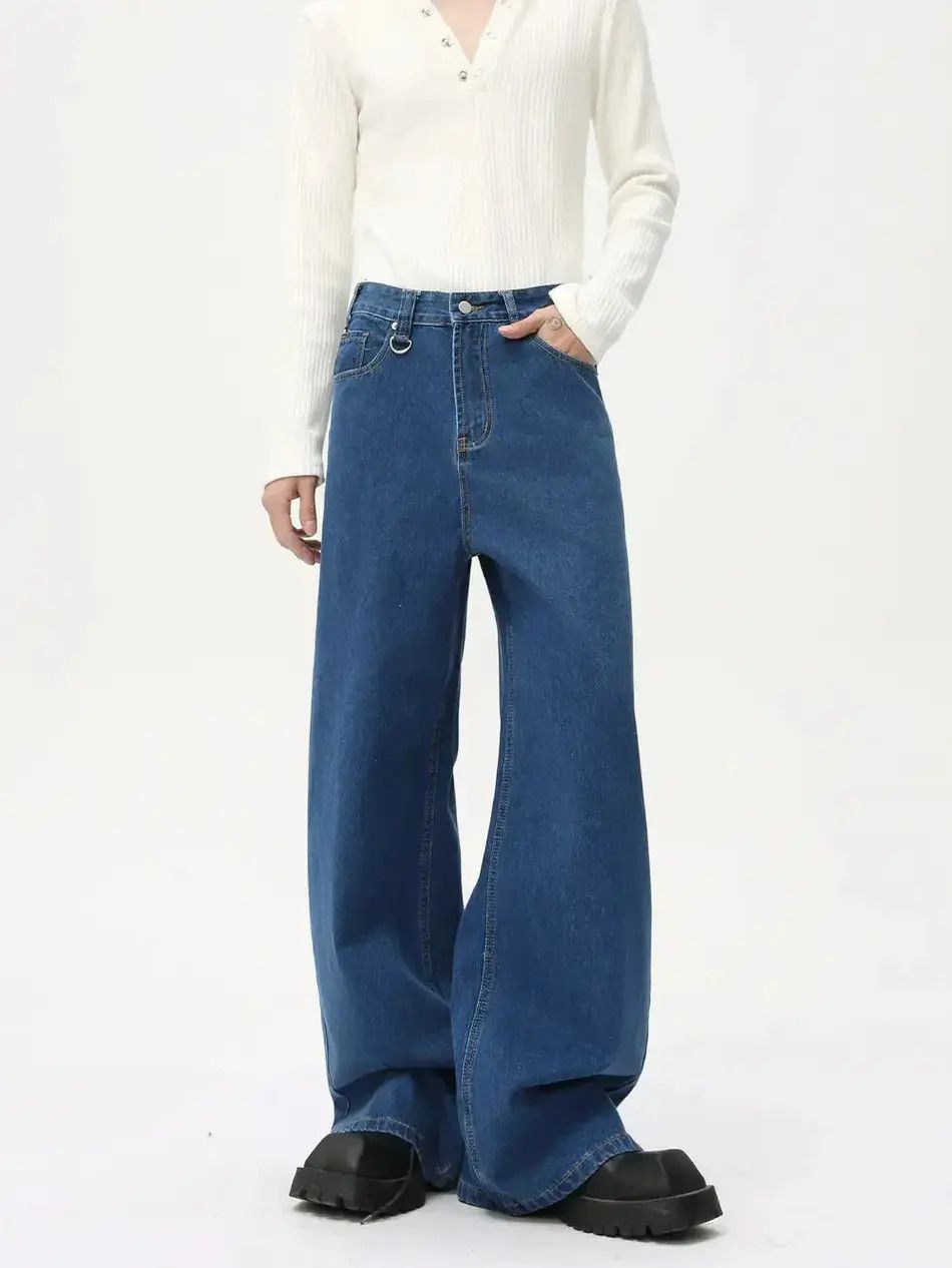 Japanese Brand Retro loose solid color wide leg jeans Size US 32 / EU 48 - 1 Thumbnail