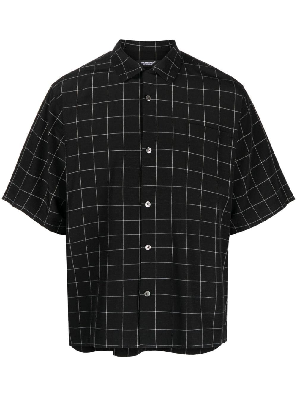 o1w1db10125 Check Pattern Silk Blend Shirt in Black
