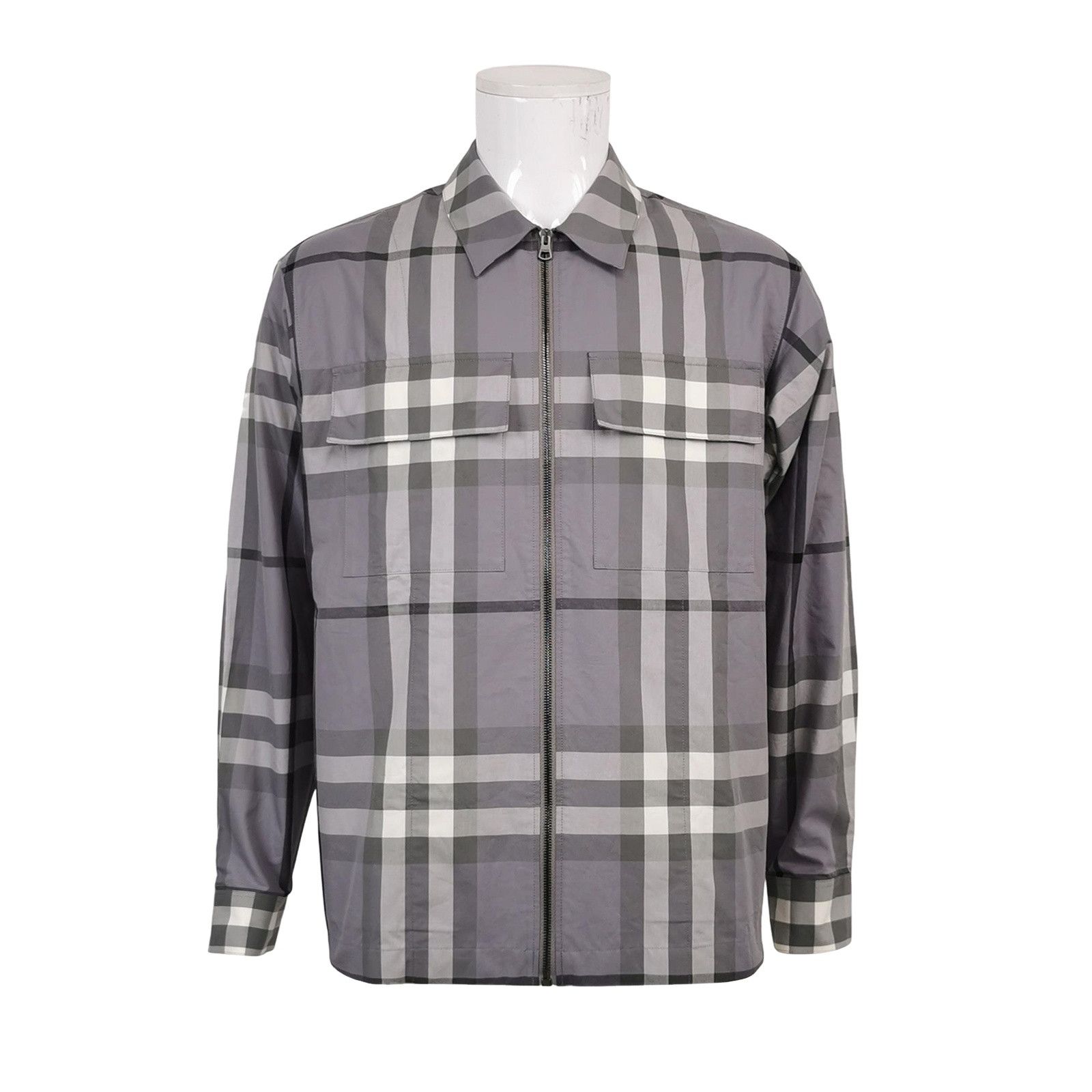 Burberry Burberry Gray Check Cotton Zip Jacket Size M Size US M / EU 48-50 / 2 - 1 Thumbnail