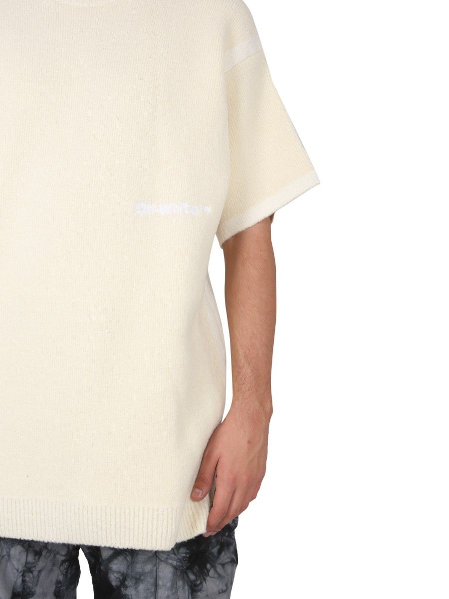 Off-White o1y0325 Logo Crewneck Sweater in Ivory Size US XS / EU 42 / 0 - 2 Thumbnail