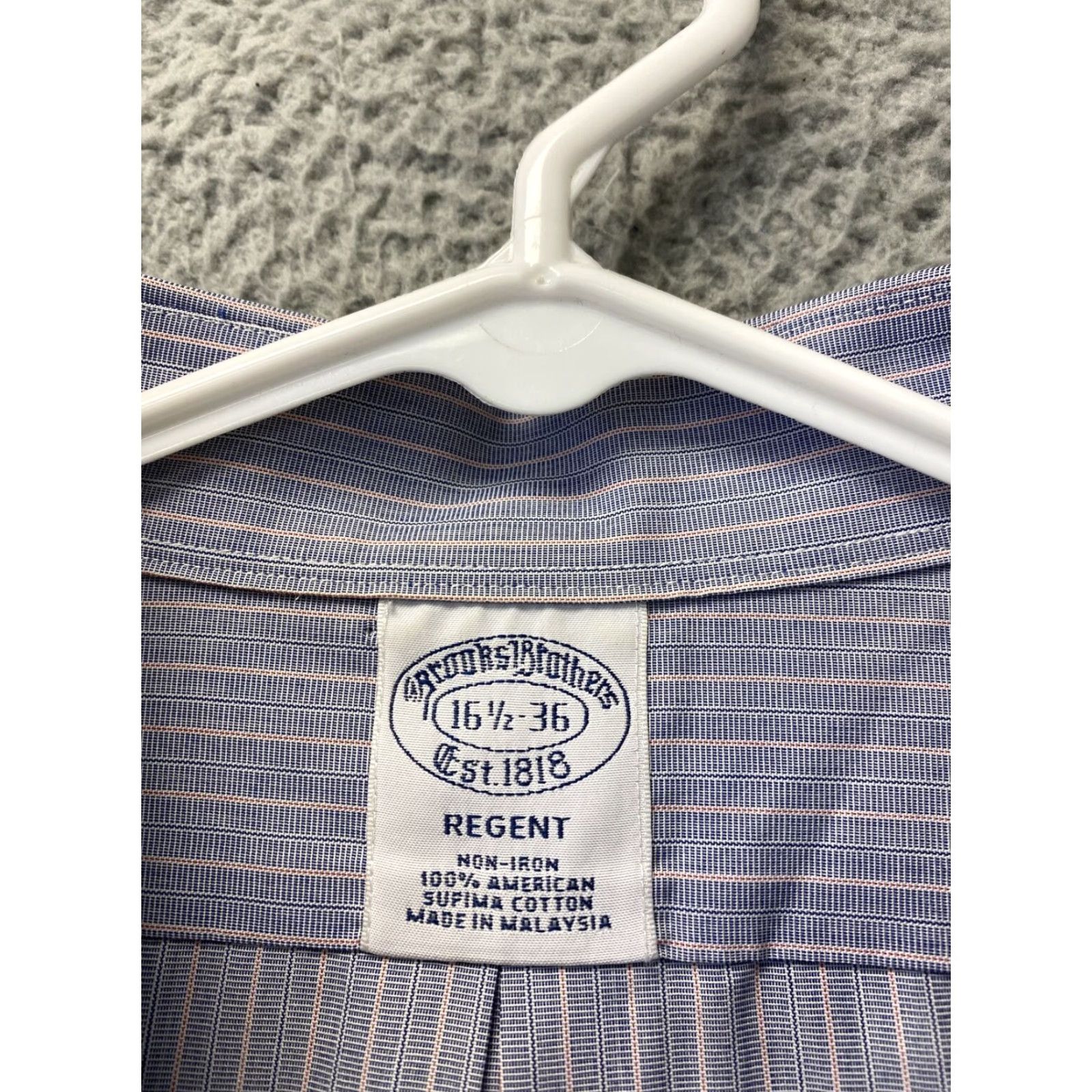 Brooks Brothers Brooks Brothers Men's Dress Shirt 16.5 Blue Striped Cotton Button-Down Long Sleeve Business Casual Formal Size US L / EU 52-54 / 3 - 3 Thumbnail