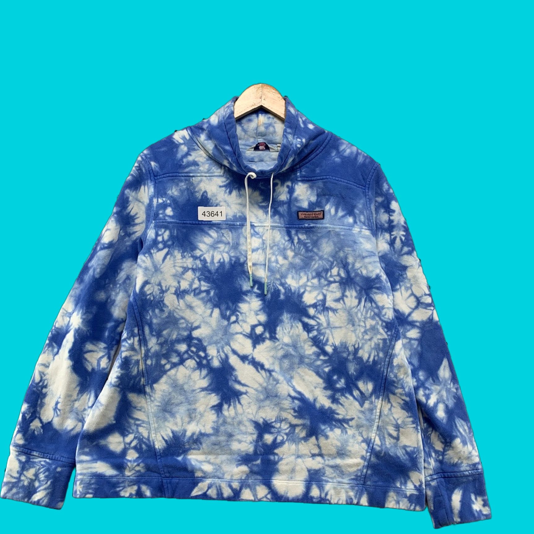 Vineyard Vines Vineyard Vines Sweatshirt Womens Medium Blue Tie-Dye Funnel Neck Fleece Pullover Size M / US 6-8 / IT 42-44 - 1 Thumbnail