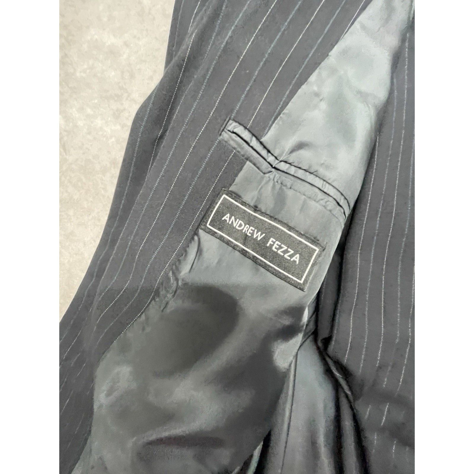 Andrew Fezza NWT Andrew Fezza Black Pinstripe 2PC Suit 36R 3-Button Poly Size 36R - 5 Thumbnail