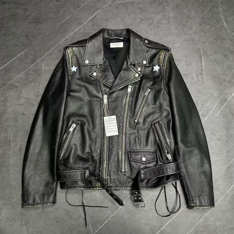 Saint Laurent Paris Saint Laurent Paris Saint Laurent Vintage Leather Motorcyc Size US L / EU 52-54 / 3 - 1 Thumbnail