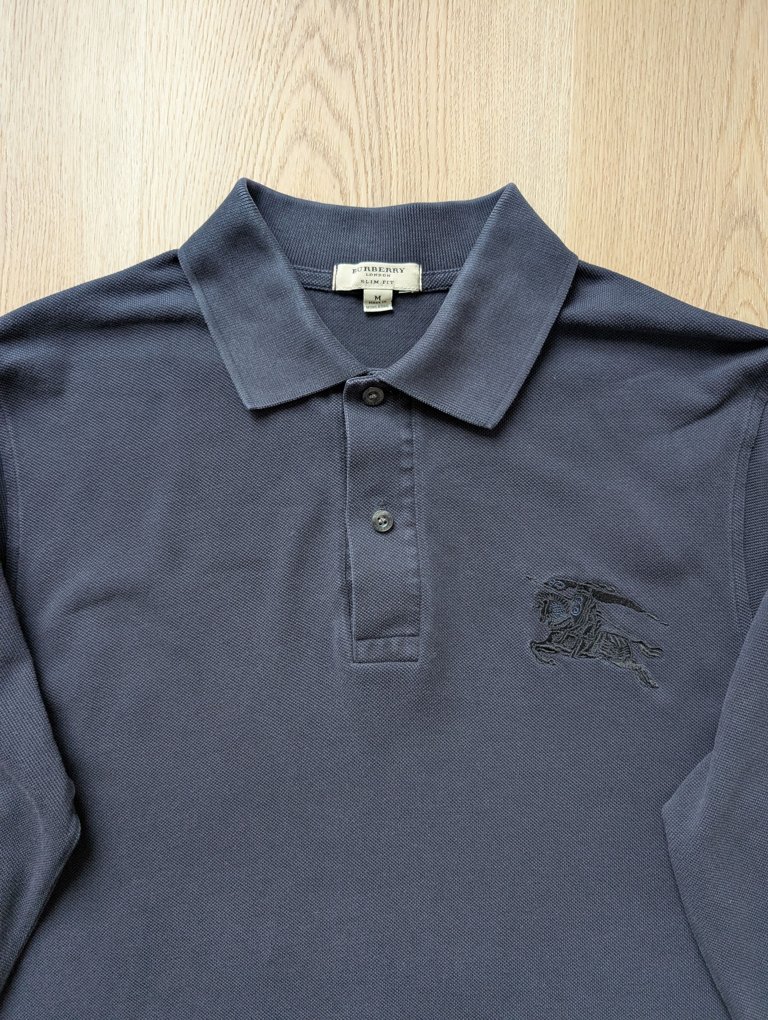 Burberry Burberry London Long Sleeve Polo Shirt Navy Cotton Size US M / EU 48-50 / 2 - 2 Thumbnail