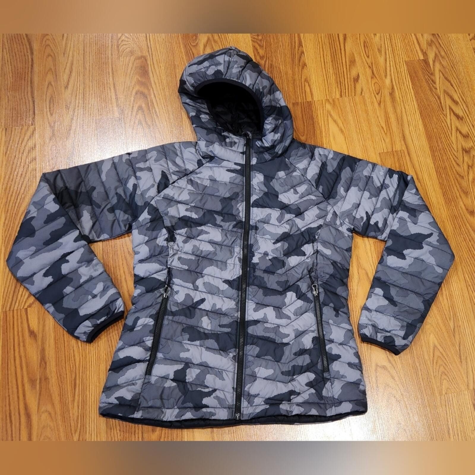Columbia Columbia Women's Gray Black Camouflage Puffer Jacket Size L / US 10 / IT 46 - 1 Thumbnail