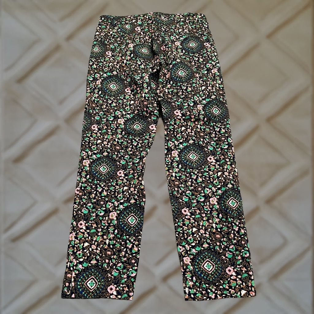 J.Crew J.CREW Pants Womens 00 Navy Blue Floral Mid Rise Casual Ankle Crop Skimmer 28x25 Size 24" / US 00 / IT 34 - 1 Thumbnail