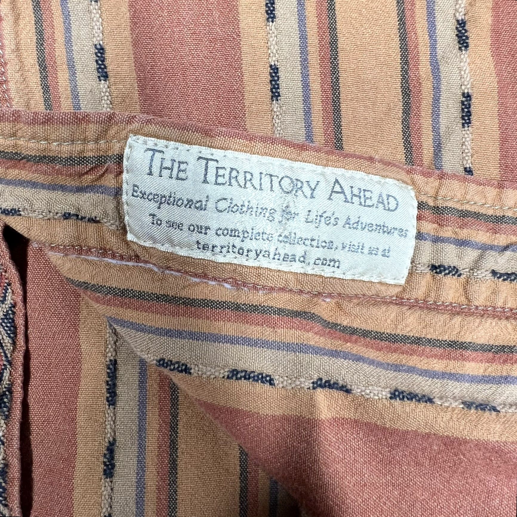 The Territory Ahead VINTAGE Territory Ahead Men’s M Tall Button-Up Shirt Striped Orange Western Aztec Size US M / EU 48-50 / 2 - 7 Thumbnail