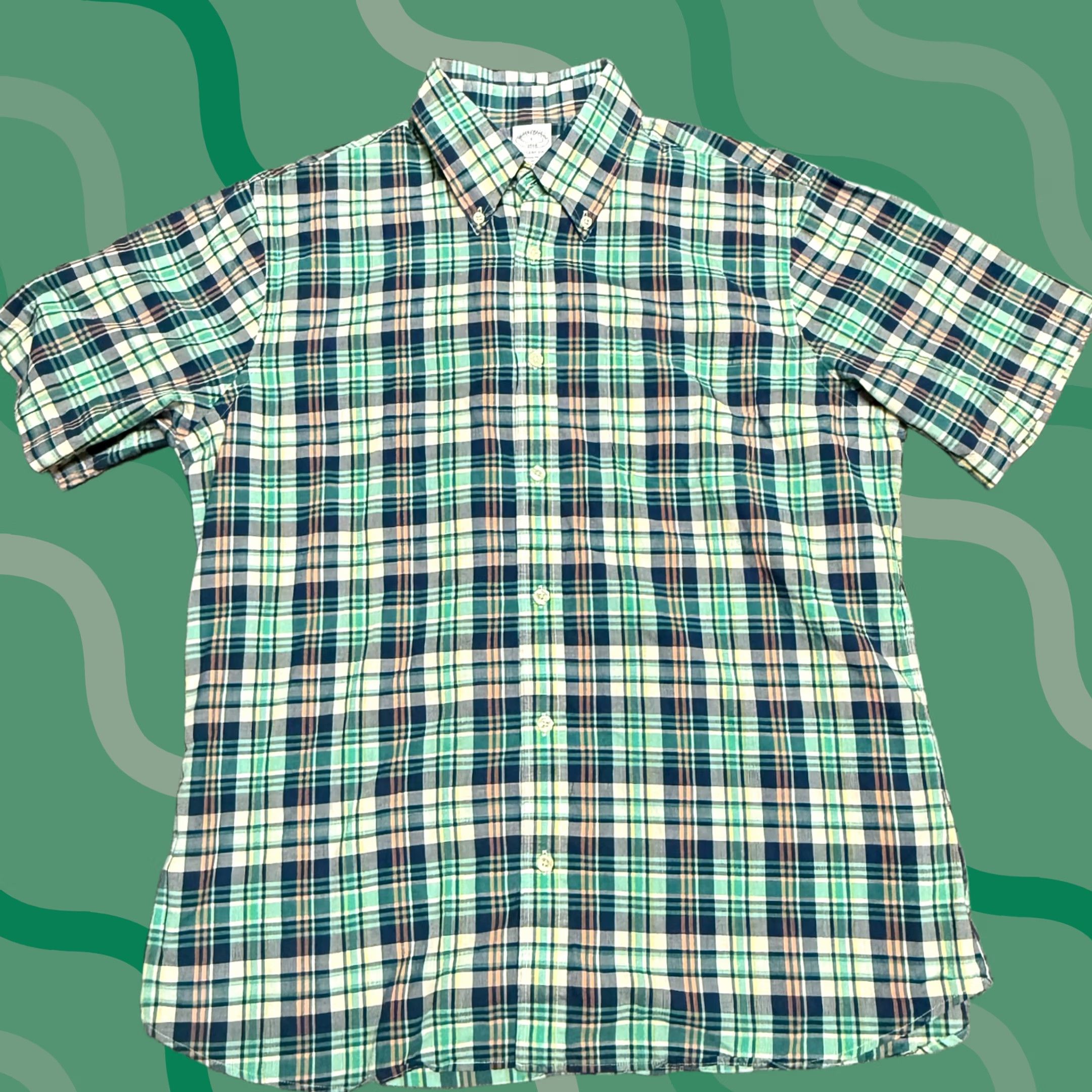 Brooks Brothers Brooks Brothers Shirt L Blue Plaid Cotton Regent Fit Short Sleeve India Madras Size US L / EU 52-54 / 3 - 1 Thumbnail