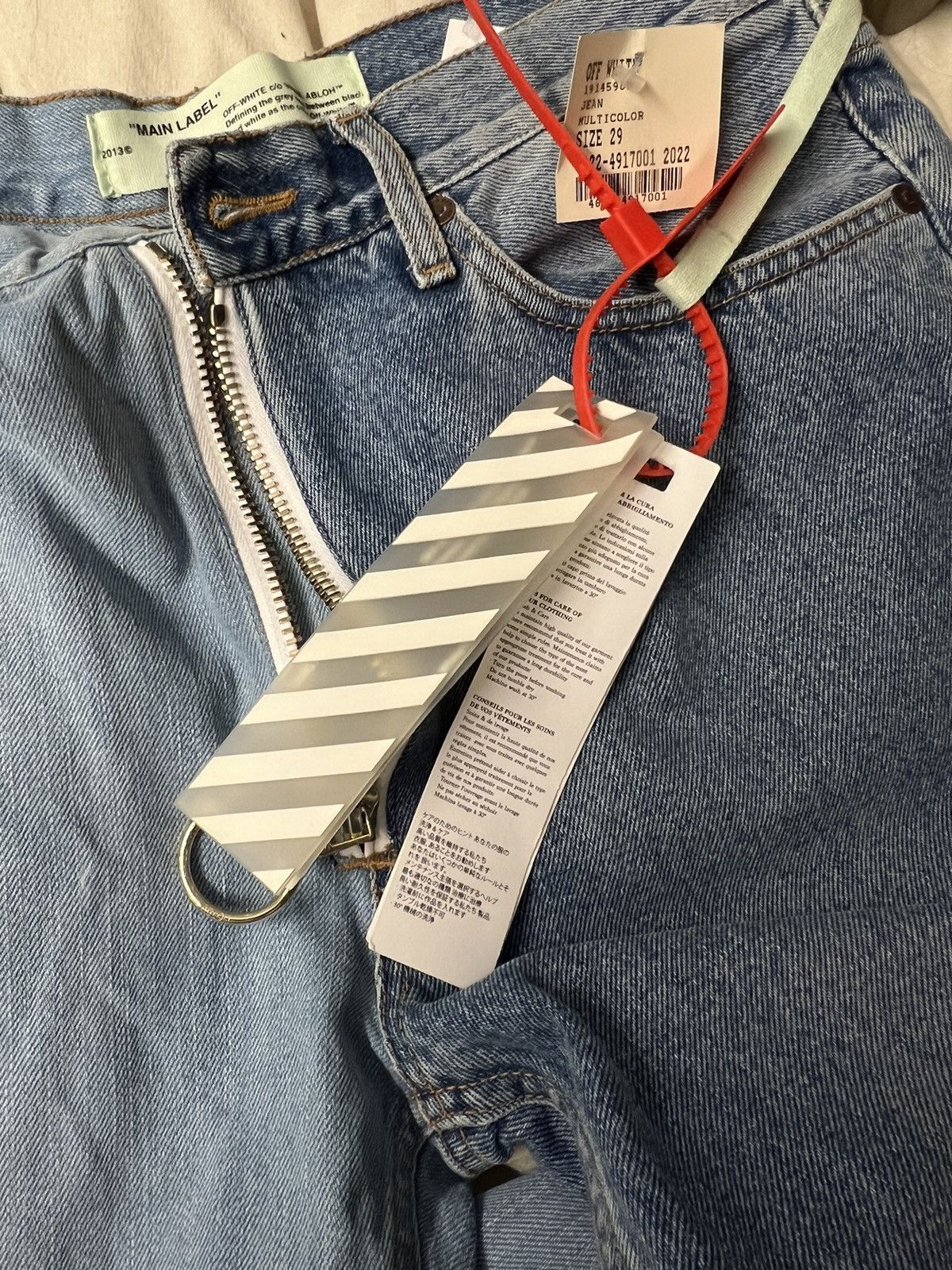 Off-White OFF-WHITE Two Tone Mod.Split Split Baggy 5 Pocket Jeans Blue Size 29" - 5 Thumbnail