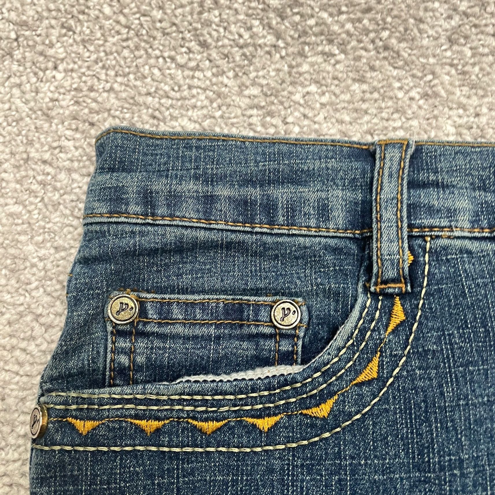 Denime GES Jeans Bootcut Denim Womens 27 Blue Mid Rise Embroidered Pockets 26x27 Casual Regular Size 5-Pocket Design USA Classic Size 27" / US 4 / IT 40 - 4 Thumbnail
