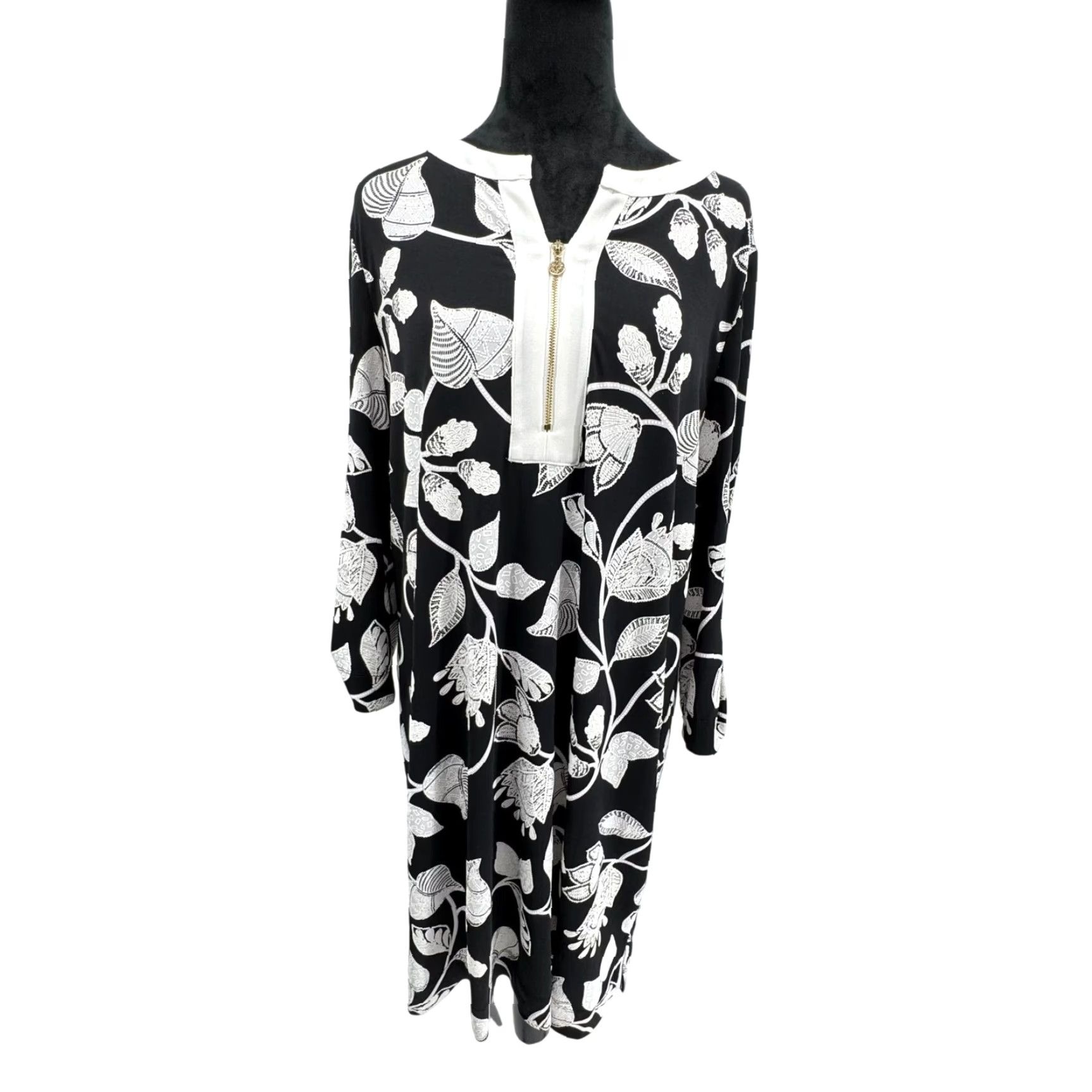 anne klein floral print a line dress Tiered Collared Shirt Dress main image 0