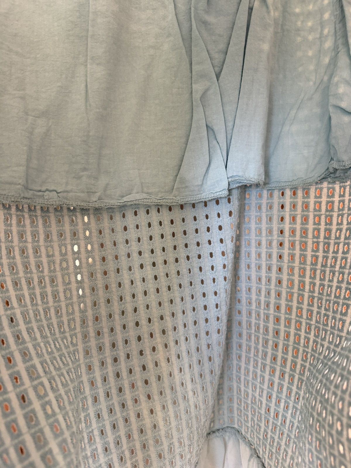 Other Valentina Naldi Light Blu Eyelet Ruffle Faux Wrap Long Skirt Size 27" / US 4 / IT 40 - 5 Thumbnail