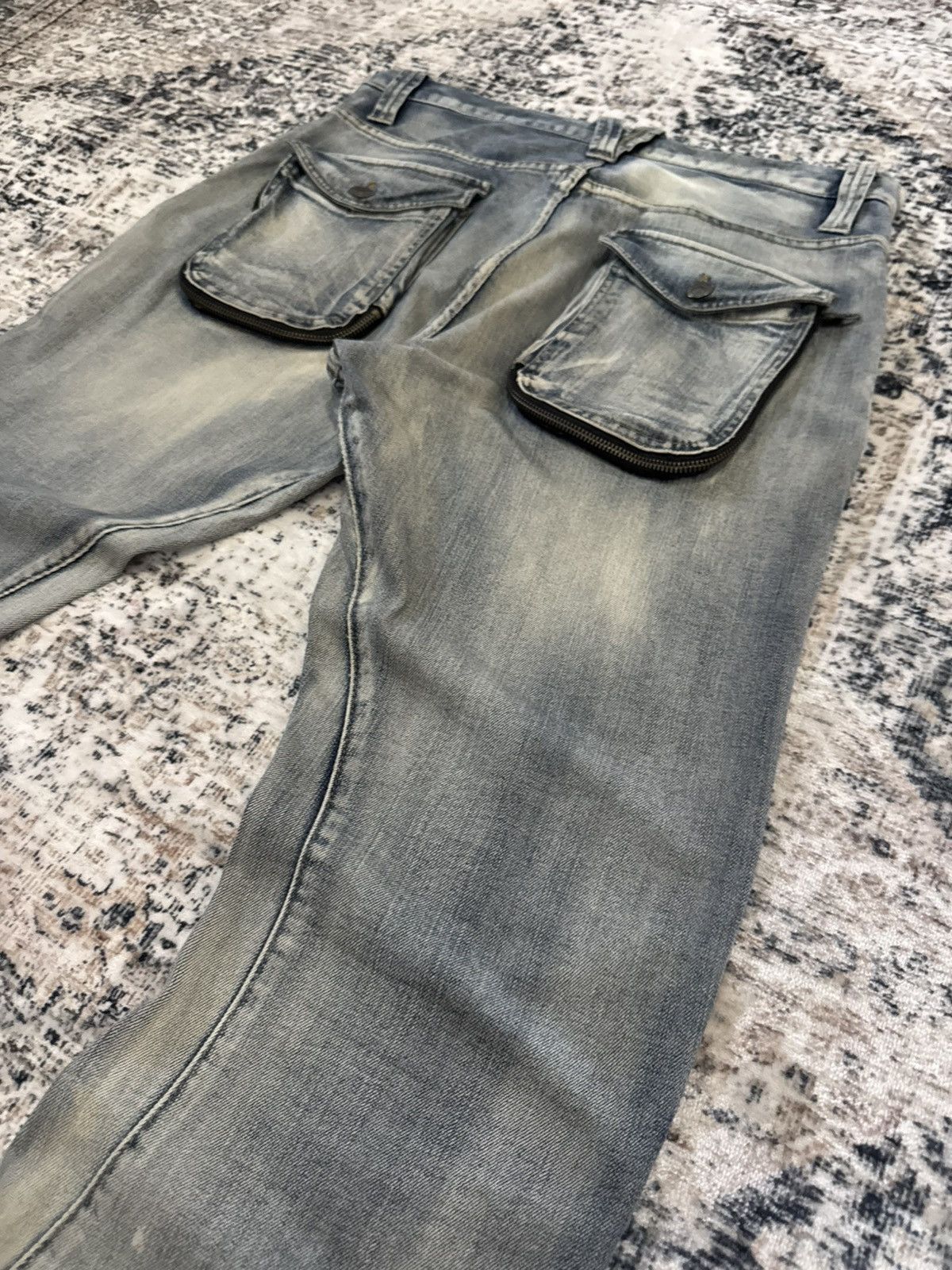 If Six Was Nine 2000s PPFM Japan Panneled Curved Leg Stacked Jeans Size US 33 - 14 Thumbnail
