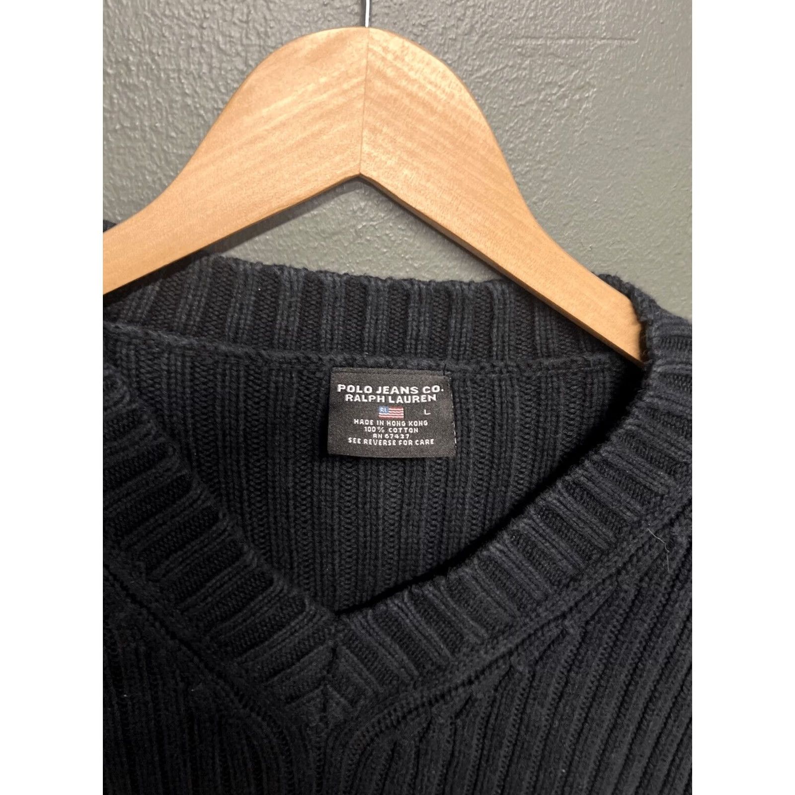 Polo Ralph Lauren Polo Ralph Lauren Mens Sweater Slim Knit V-Neck Blue Large Rib Cotton Pullover Knit Shirt Size US L / EU 52-54 / 3 - 2 Thumbnail