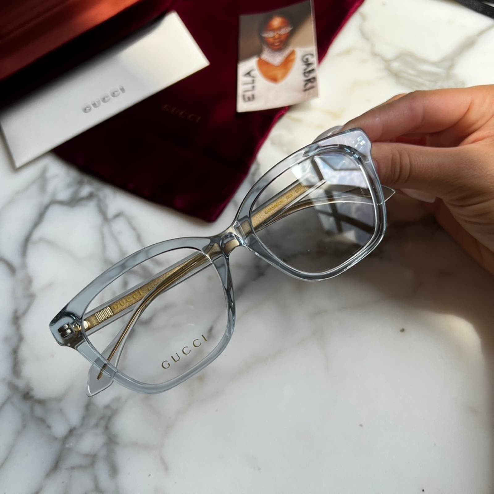 NEW Gucci GG0566ON Blue Transparent Eyeglasses Frames
