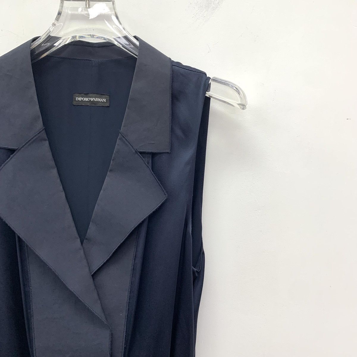 Armani Armani Dark Blue Mulberry Silk Lapel Sleeveless Dress K26WX Size M / US 6-8 / IT 42-44 - 3 Thumbnail