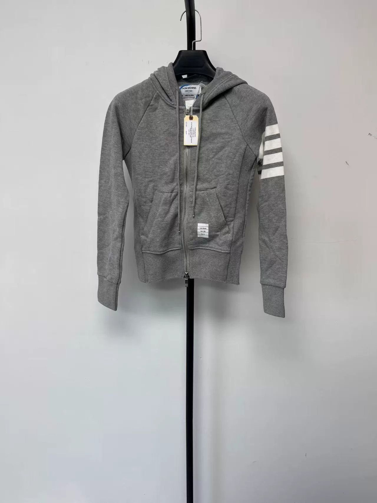Thom Browne THOM BROWNE Gray Striped Zip Hoodie Size US XS / EU 42 / 0 - 1 Thumbnail