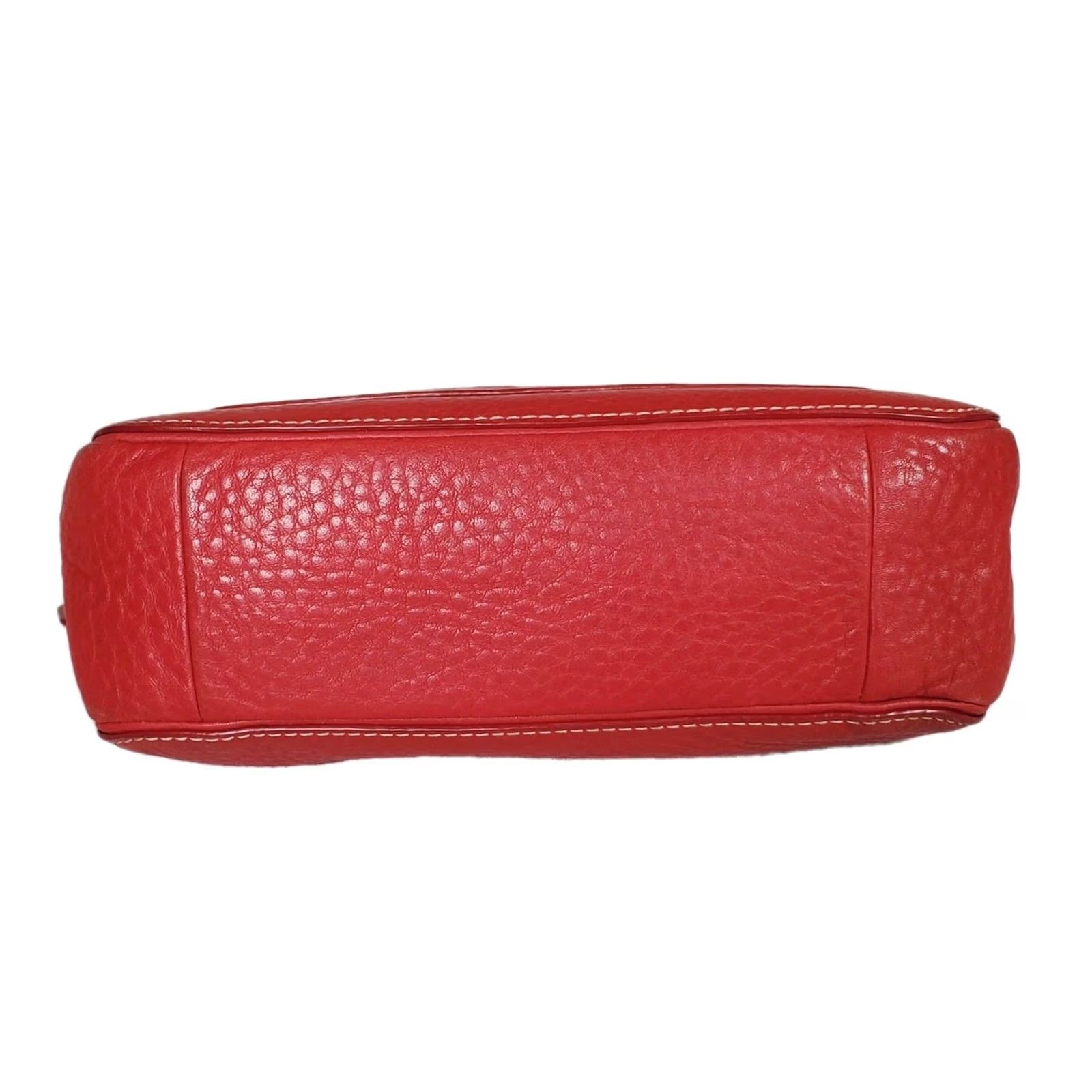 Coach VINTAGE COACH Chelsea Hobo Shoulder Bag 8E99 Red Pebbled Leather Caramel Brown Strap Chelsea Hobo Shoulder Bag Women Medium Red 2005 Y2K Size ONE SIZE - 6 Thumbnail