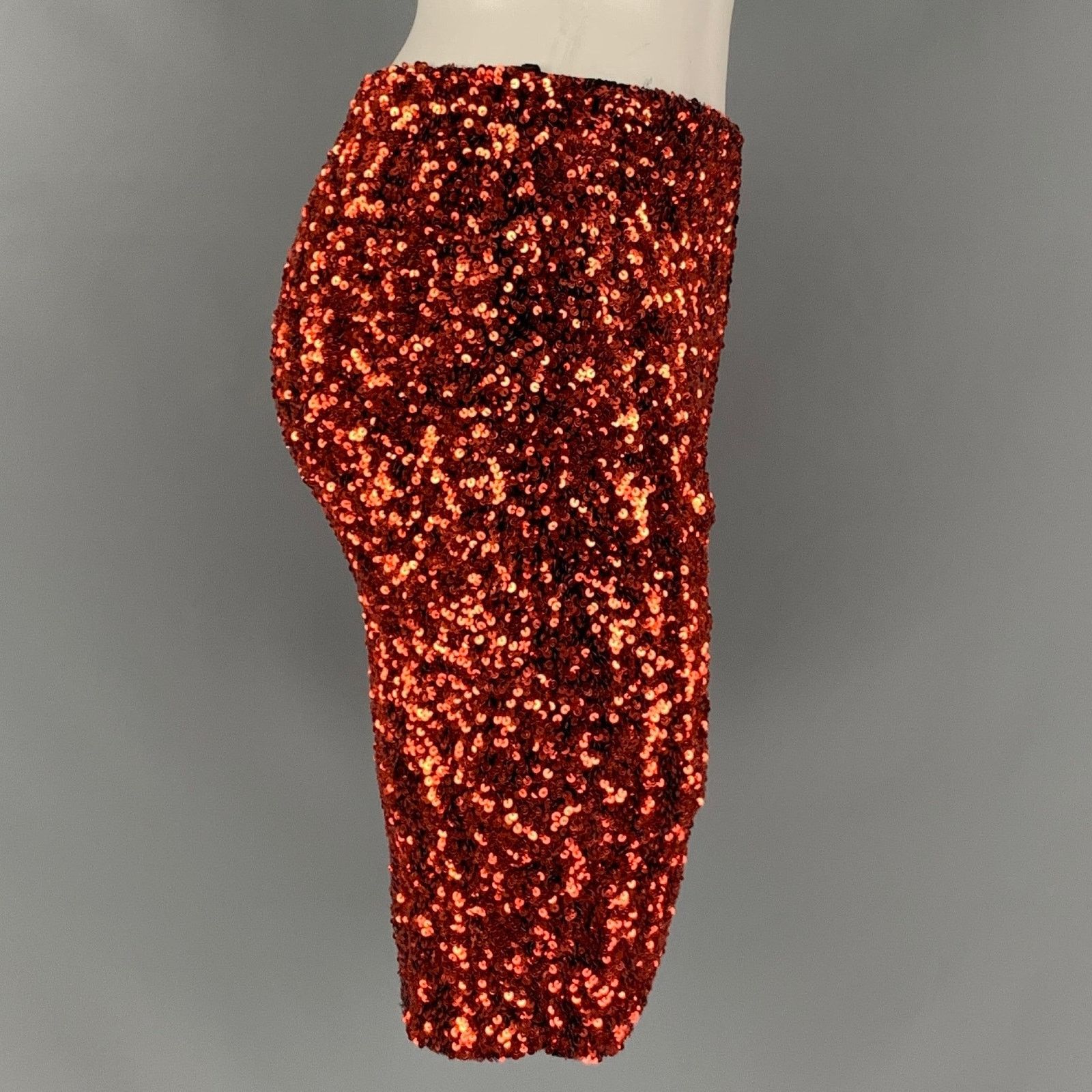 Retrofete RETROFETE Size S Orange Sequined Shorts Size 27" / US 4 / IT 40 - 3 Thumbnail