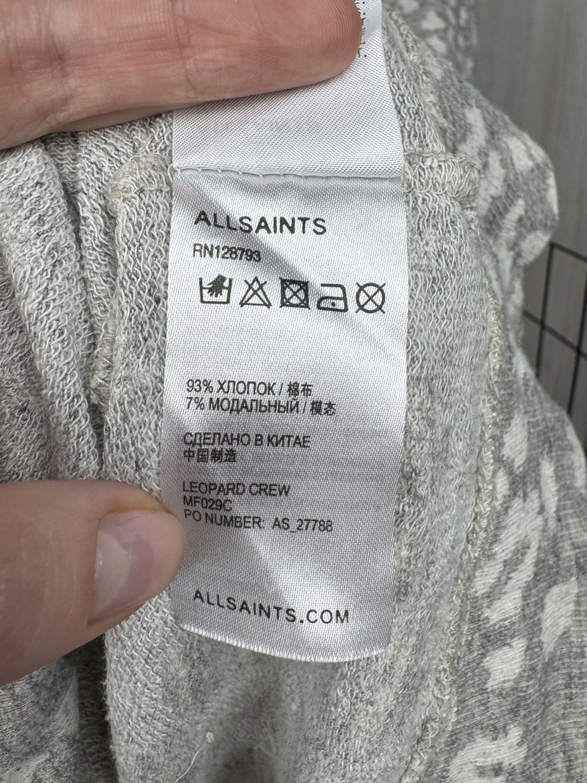 Allsaints Allsaints Leopard Crew grey white sweater sweatshirt Size US L / EU 52-54 / 3 - 11 Thumbnail