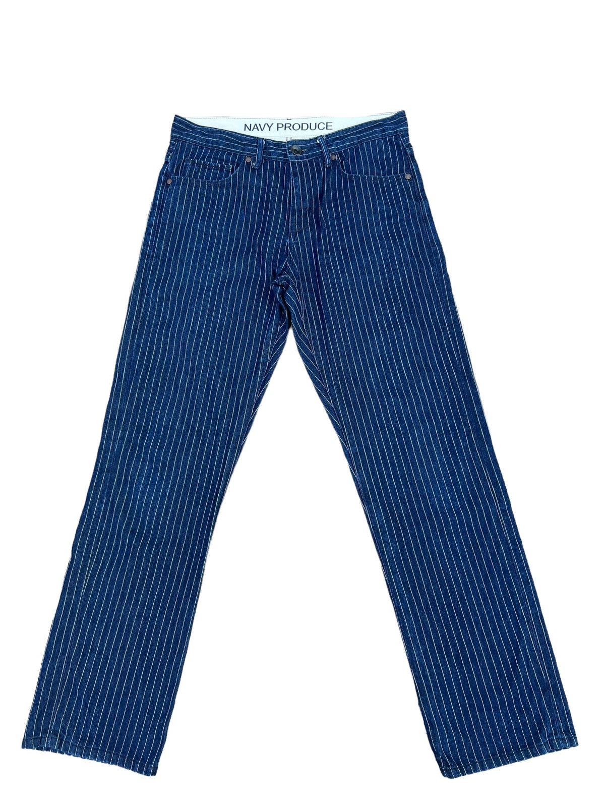 Vintage Navy Produce Japan Indigo Wabash Striped Jeans Size US 30 / EU 46 - 1 Thumbnail