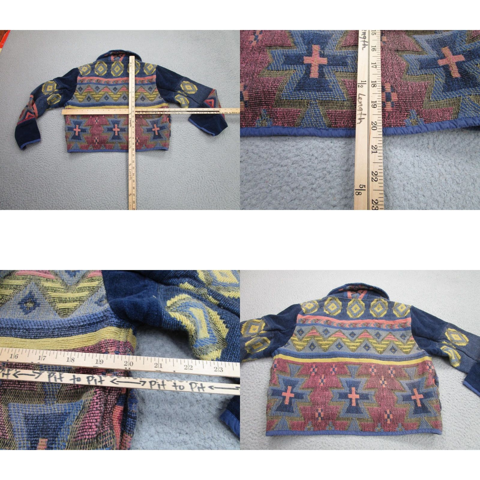 Vintage VINTAGE Anu By Natural Sweater Cardigan Womens M Blue Tribal Western Aztec Boho Jacket Size M / US 6-8 / IT 42-44 - 8 Thumbnail