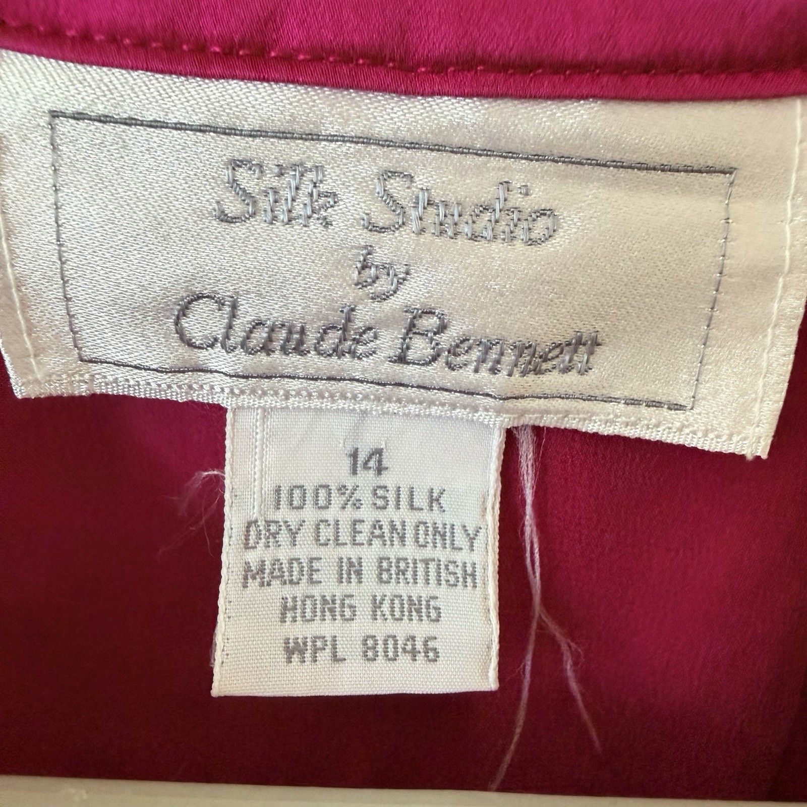 Other Vtg Silk Studio Claude Bennet Fuchsia Pink Silk Blouse Top Size XL / US 12-14 / IT 48-50 - 9 Thumbnail