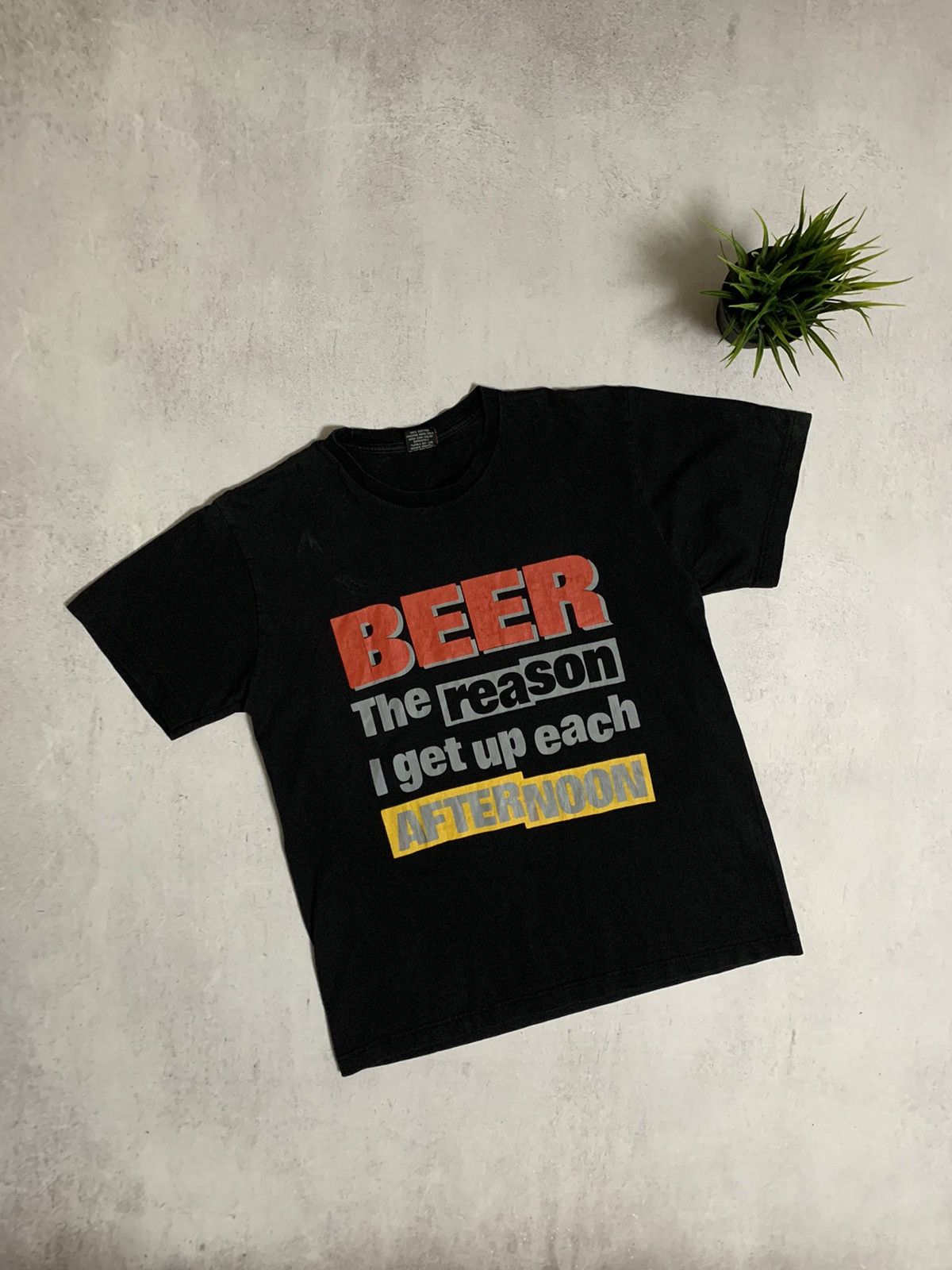 Pre-owned Humor X Vintage Beer The Reason I Get Up Each Afternoon T Shirt Tee In Black