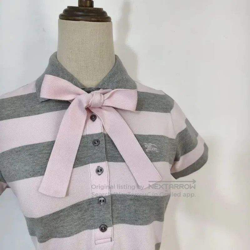 Burberry Burberry Pink Striped Cotton Polo T-Shirt. Size M / US 6-8 / IT 42-44 - 2 Thumbnail