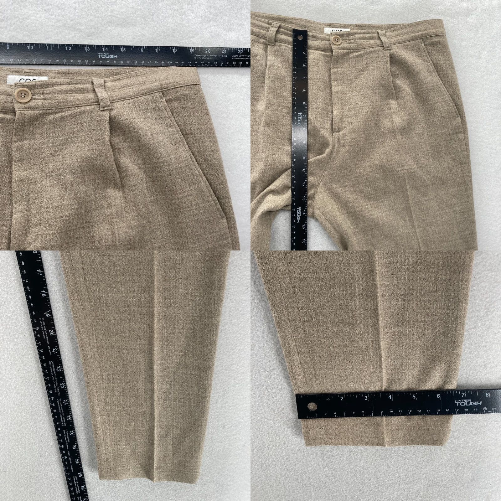 Cos COS Dress Pants Mens 38R Brown Wool Blend Stretch Pleated Slim Tapered Turkey Size US 38 / EU 54 - 8 Thumbnail