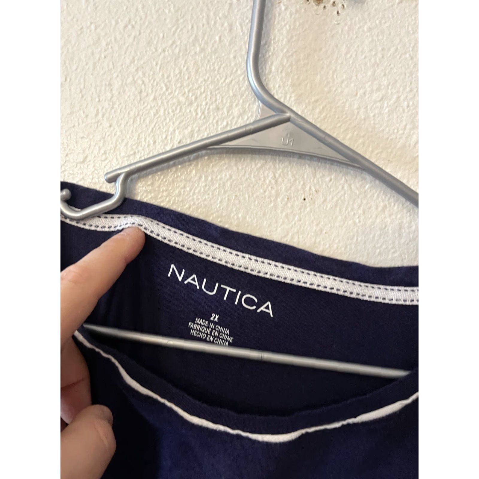 Nautica Nautica T-Shirt Women 2X Short Sleeve Round Neckt Pullover 100% Cotton Blue Navy Solid Abstract Size XXL / US 16-18 / IT 52-54 - 2 Thumbnail