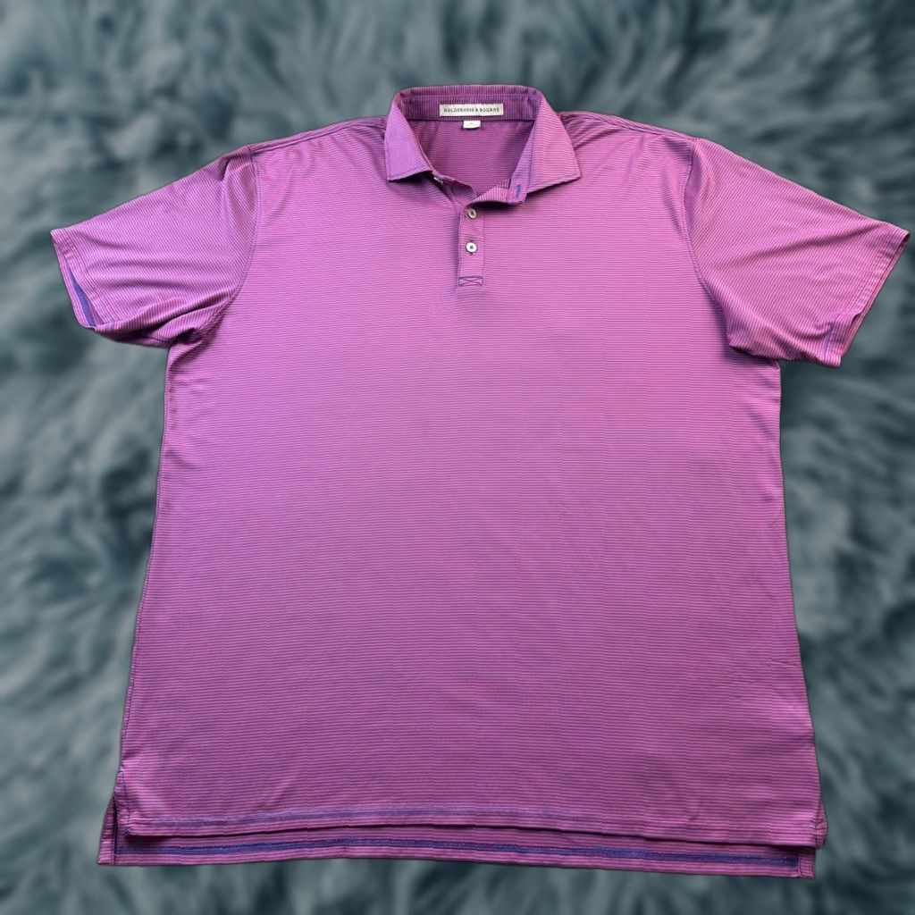 Vintage Holderness & Bourne Polo Shirt Mens XL Purple Striped Golf Performance Tailored Polo Shirt Casual Activewear Size US XL / EU 56 / 4 - 1 Thumbnail