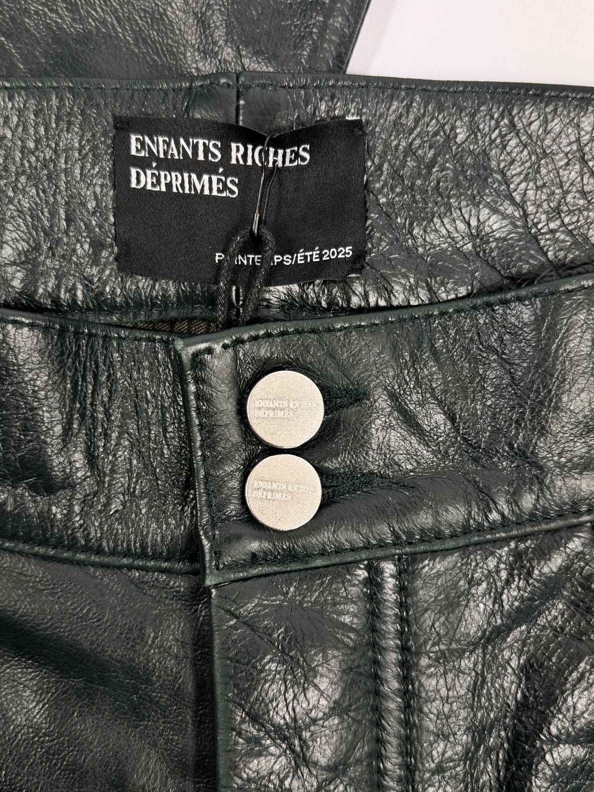 Enfants Riches Deprimes LONG NIGHT LEATHER PANTS DEEP GREEN Size US 34 / EU 50 - 4 Thumbnail