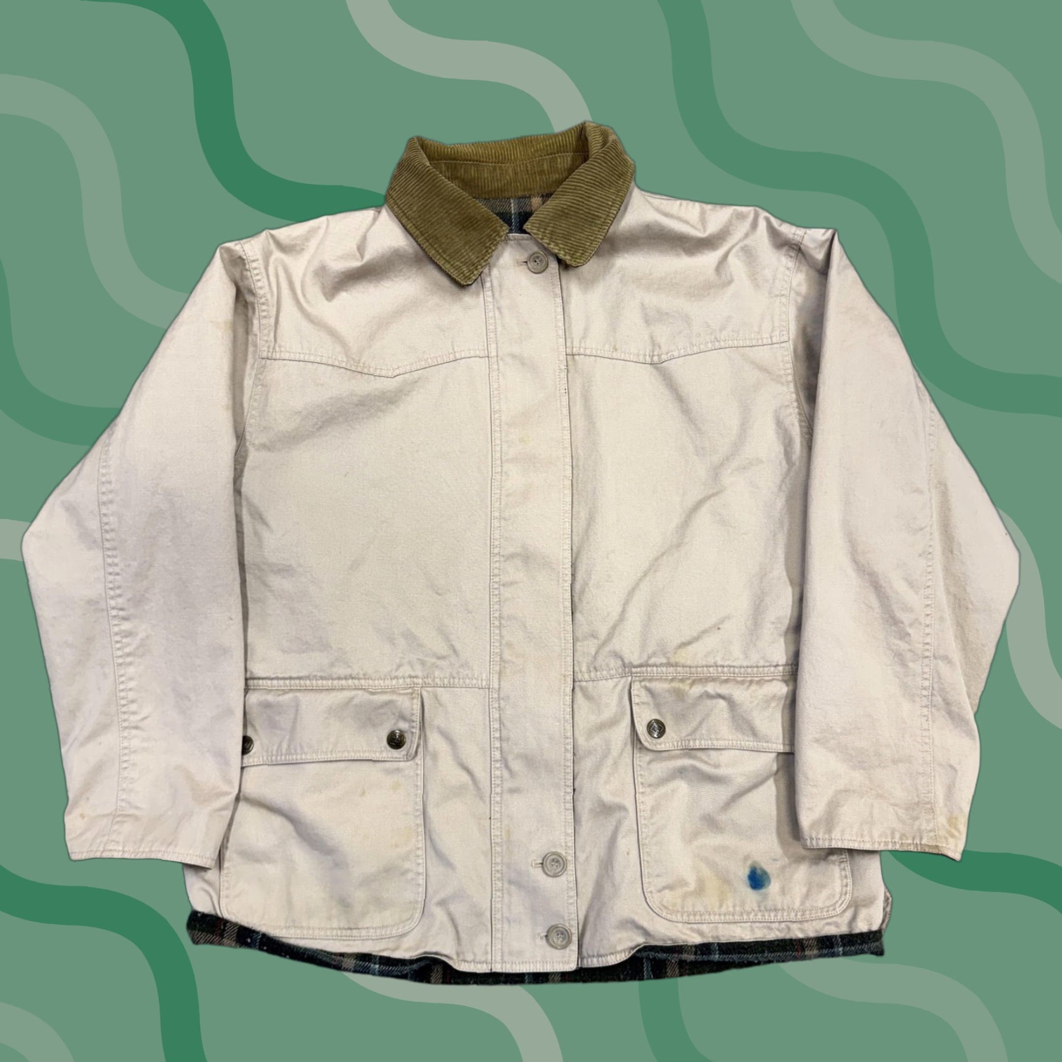 Vintage VINTAGE Sterling Bay Jacket Mens Large Beige Canvas Reversible Plaid Lined Workwear Size US L / EU 52-54 / 3 - 1 Thumbnail