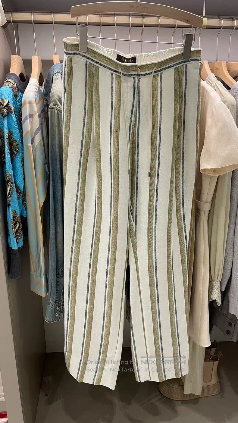 Loro Piana Loro Piana Contrast Color Vertical Striped Linen Trousers Size 27" / US 4 / IT 40 - 1 Thumbnail